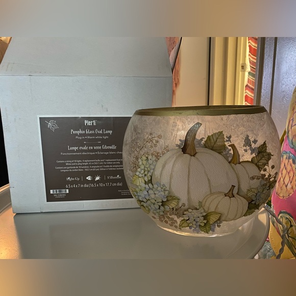 New! Pier 1 pumpkin lamp fall decor - Picture 4 of 5